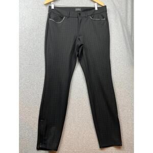 White House Black Market Slim Ankle Pants Womens 8 Black Faux Leather Trim